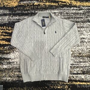 Polo by Ralph Lauren Light Gray Zip-Up Sweater